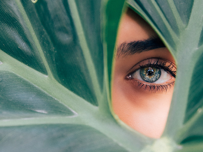 soin-visage-bionergetique-detoxifiant oeil femme feuille nature